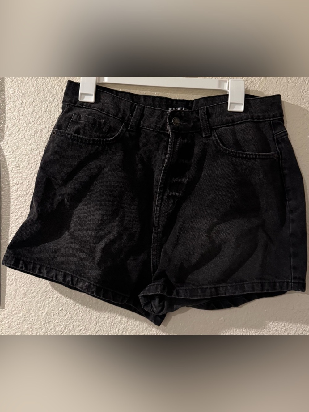 PrettyLittleThing Black High-Rise Denim Shorts